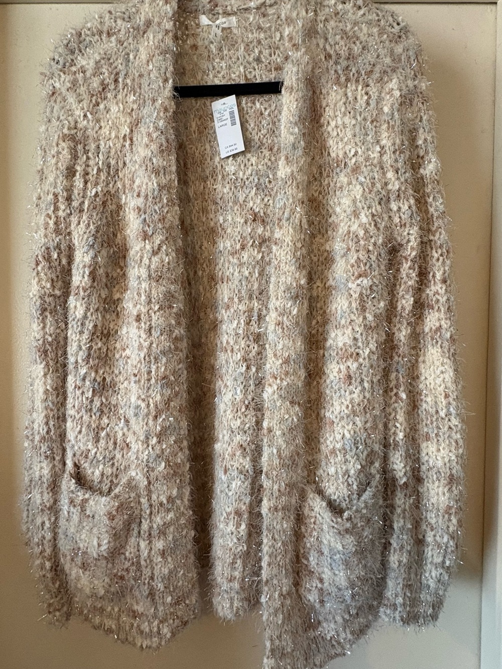 NWT Maurices Fuzzy Popcorn Knit Cardigan with Metallic Shimmer